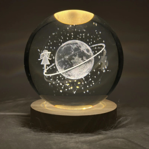 گوی کریستالی شب خواب مدل دختر به دور ماه