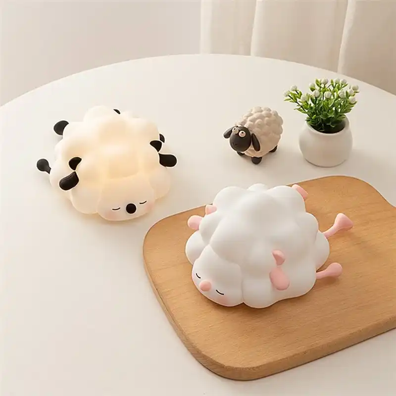 چراغ خواب سیلیکونی مدل گوسفند رنگ صورتی