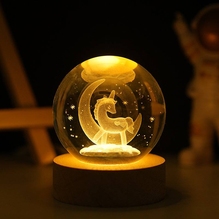 خرید چراغ خواب کریستالی مدل اسب تک شاخ