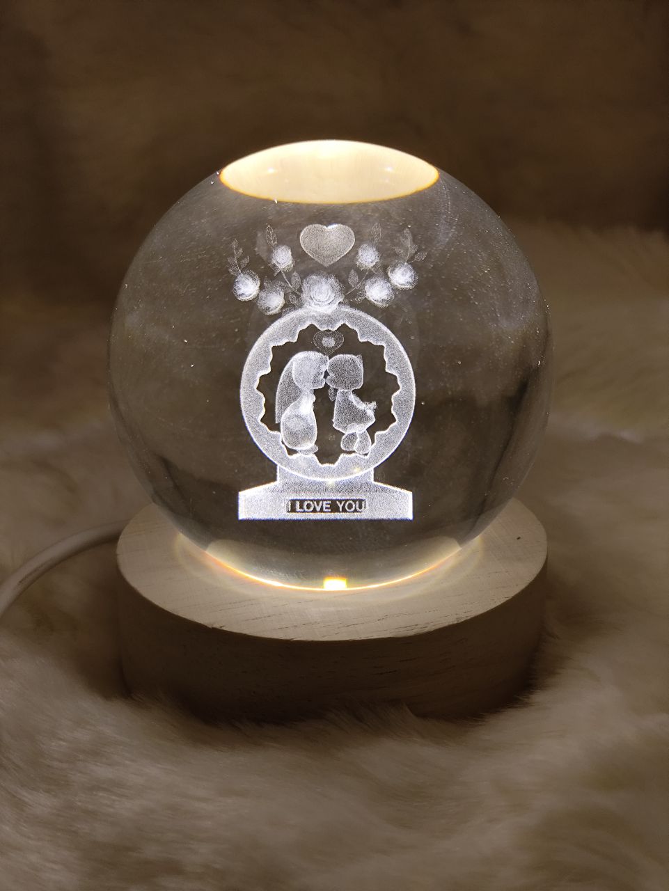 چراغ خواب گوی کریستالی طرح ولنتاینی دختر و پسر2