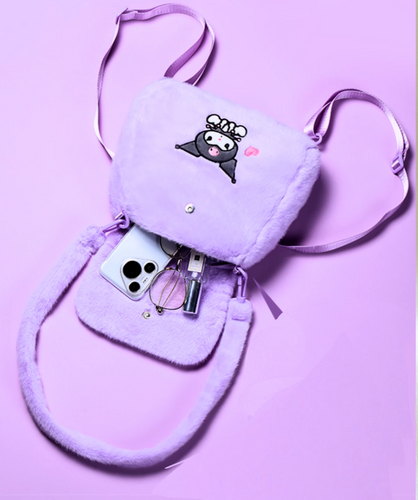 کوله پشتی پشمالو و وارداتی جادار و زیبا دخترانه مدل کرومی بنفش