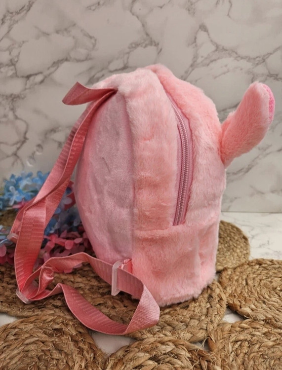 خرید کوله پشتی پشمالو مدل استیچ آبی و صورتی وارداتی