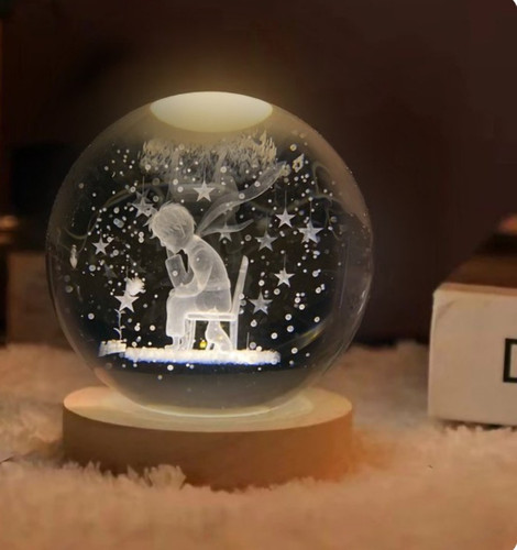 خرید چراغ خواب گوی کریستالی طرح شازده کوچولو