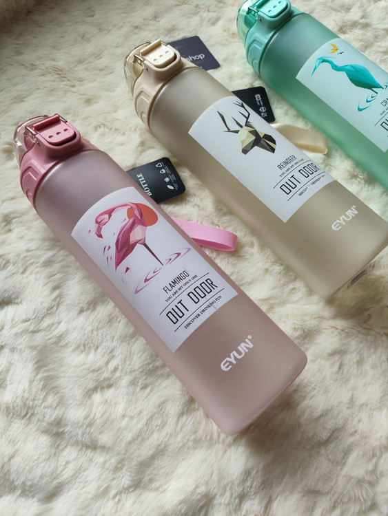 قمقمه اسپرت eyun طرح مثلثی رنگ صورتی