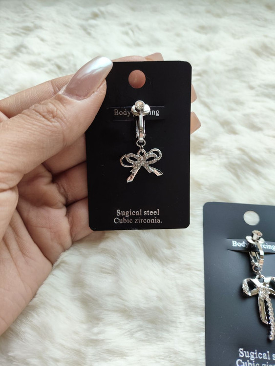 پرسینگ فیک ناف آویزدار - جزئیات نگین و طراحی