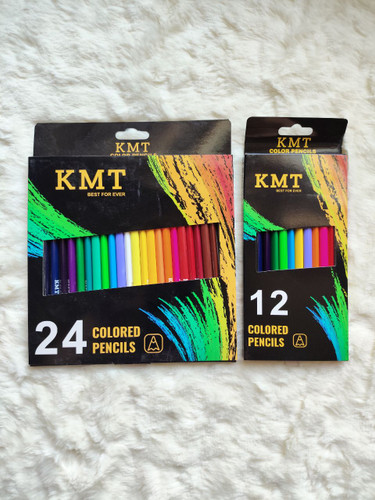 مداد رنگی 12 و 24 رنگ کارتنی کیفیت بالا وارداتی برند KMT